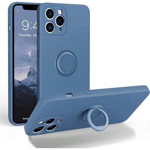 Silicone Ring Stand Case For iPhone 12 Mini 11 Pro Max 12Pro 11Pro X XS XR 8 Plus 7 SE 2020 6S 6 iPhone12 Blue Cover Accessories