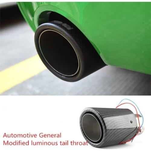Universal Car LED Exhaust Muffler Tip Pipe Red/Blue Light Flaming Straight Car Modified Single Outlet Exhaust Pipe Tail Throat A