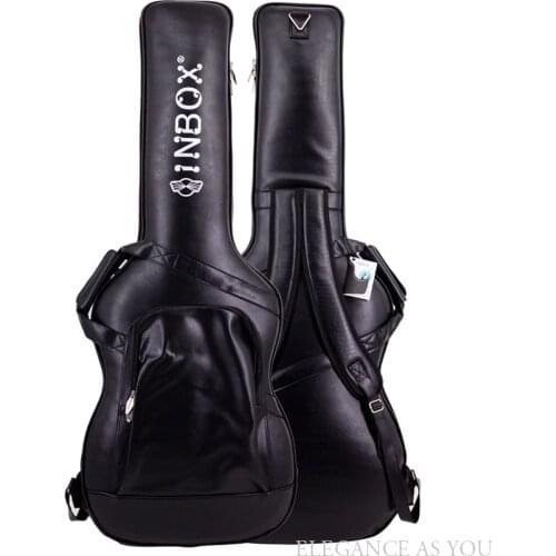 Thickened PU Leather Electric Guitar Bag Black Leather Bass Guitar Box Safety Protection Electric Guitar Backpack Cover Bass Bag