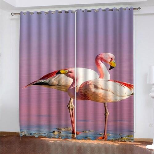 Custom Curtain Two Beautiful Animals By The Sea Blackout Curtains Heat Insulation 3D Curtain For Children Bedroom Living Room
