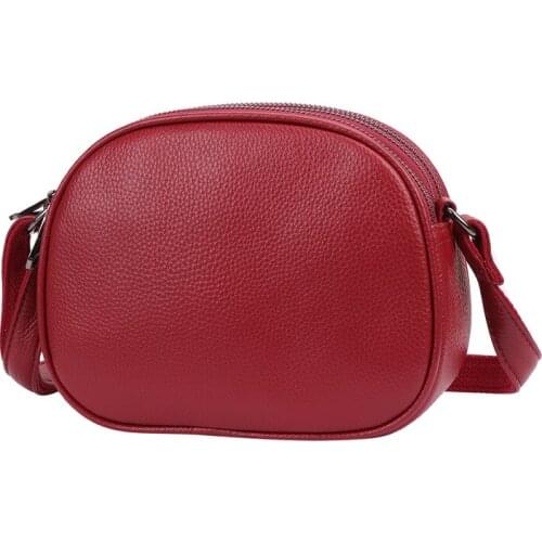 Lizi Lotus 2021 new leather handbags shoulder diagonal cross-head layer cowhide fashion wild multi-layer small round bag female