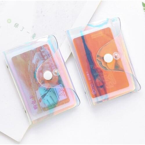 Women Fashion Laser Clear Transparent Waterproof ID Card Holder Protector Cover Case 36 Bits
