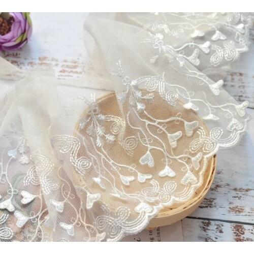 1 Meter/lot Width 15cm White Handicrafts Embroidered Net Lace Trim Ribbon DIY Dress/Handbag Decorative Accessories