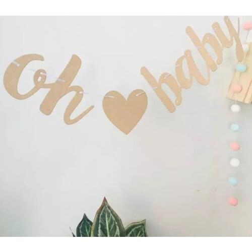 1 Set Rose gold Banner Gender Reveal Oh Baby Boy or Girl Bunting Flag Banner Anniversary Baby Shower Party Celebration Decor 5D