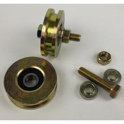 2.5 inch sliding gate/door H-groove rollers/pulley/wheels/ with one pcs 6201RS bore 12mm,bolt M10X45,45 steel material. 2pcs/lot