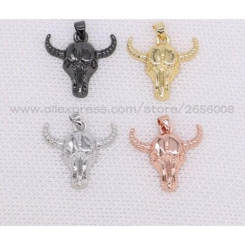 20Pcs Handcrafted Copper bull head pendant DIY Mix colors tiny jewelry Accessory druzy Gems jewelry finding 1627