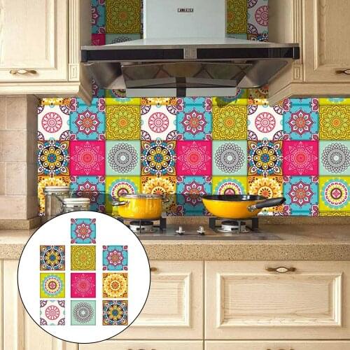 20PCS Self-adhesive Tiles Waterproof Oilproof Ceramic Wall Stickers for Kitchen Bathroom Home Decoration Decoration 15*15 20*20