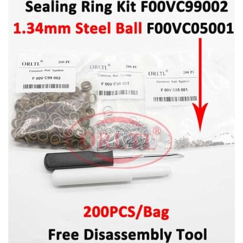 200 Pieces Sealing Ring F00VC99002 Steel Injector Balls F00VC05001 Repair Kits For Bosch 0445120007/0445120153/0445120067