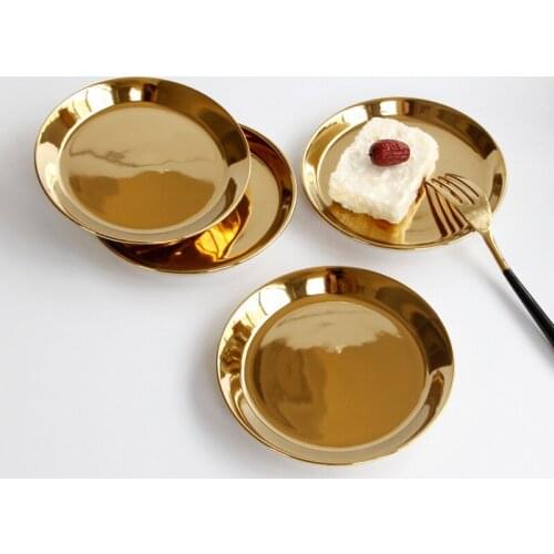 2021 Luxury Golden Ceramic Snack Round Plate Main Western Tableware