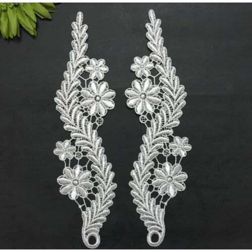 26.5*7.5cm 5pairs parches flower water soluble guipure lace patches for wedding,fabric lace applique flower patches