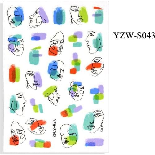 3D Nail Sticker Sketch Ink Face Pigment Slider Nails Art Decoration Wraps Decals Design Adhesive Manicure Tips Stickers Pegatina