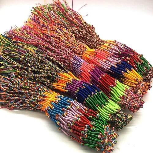 10Pcs/Set Random Colorful Rainbow Color Mix Braid Bracelets Women Girls Jewelry Gift DIY Charm Handmade Rope Bangles