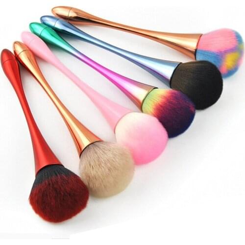 Aluminum Handle Nail Soft Dust Cleaner Cleaning Brush Acrylic UV Gel Powder Removal Manicure Tools