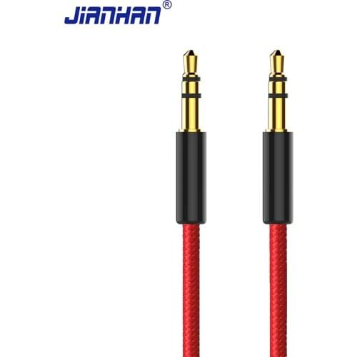 Jack 3.5mm AUX Cable Audio Cable 3.5 mm Jacks Cables 3 poles Nylon Braided Headphones Car MP3 AUX Cord Extension male to male