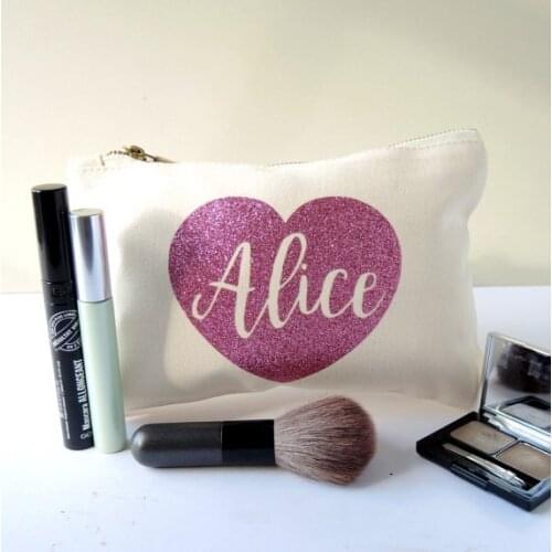 Customize glitter wedding birthday bride bridesmaid maid of honour Make Up makeup comestic Bags toiletry pouches party gifts
