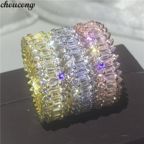 Choucong Fashion Tennis ring AAAAA cz stone Gold color Couple Party Wedding Band Rings for women men Statement Jewelry