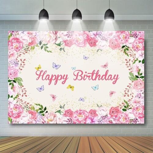 Birthday Party Backdrop Floral Decor Lady Women Dating Photo Studio Prop Rose Photography Backdrop Decor