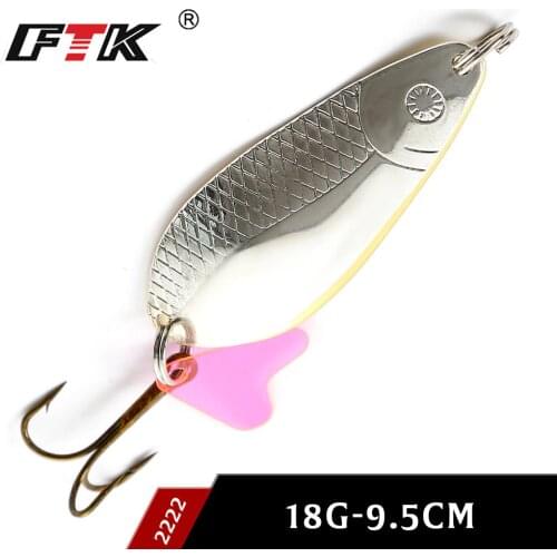 FTK new 1PC Metal Spinner Fishing Lure Hard Baits Spoon 9.5cm/18g With 2# Hook Sequin Paillette Wobbler Pesca Tackle