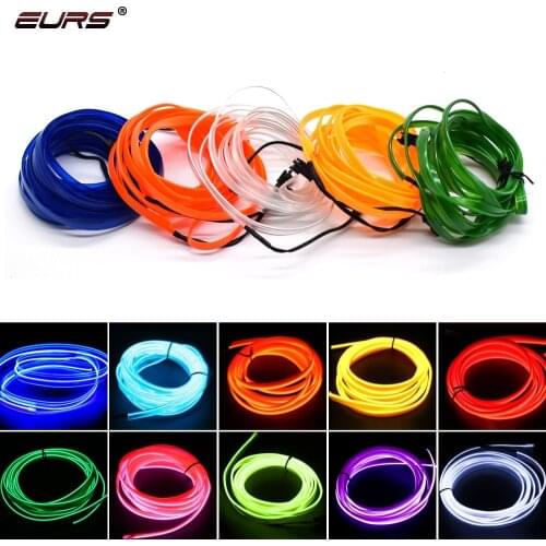EURS Car light 1M/3M/4M/5M LED Strip Light Flexible Neon EL Wire Auto Lamps on Car/moto Tube LED Strip Car USB/Cigarette Lighter