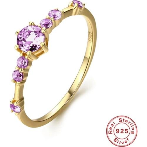 Aide Real 925 Sterling Silver Rings Elegant Purple Zircon Ring for Woman Wholesale Wedding Band Fine Jewelry Gifts Size 6/7/8