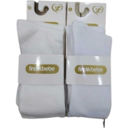Newborn Pantyhose Bebe Stocking 2'li Set Daily Cotton Pantyhose socks White Flat
