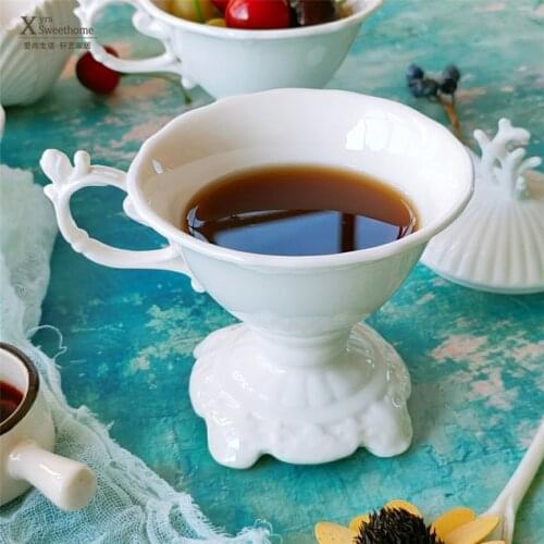 Creative petal handle coffee cup inclined mouth tea cup personality small cup afternoon tea cup heavy industry cup