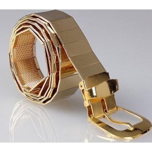 Hot Fashion Gold Silver Black plated Metal Belt Punk Pin Buckled Metal Waist belt Men Women Unisex design