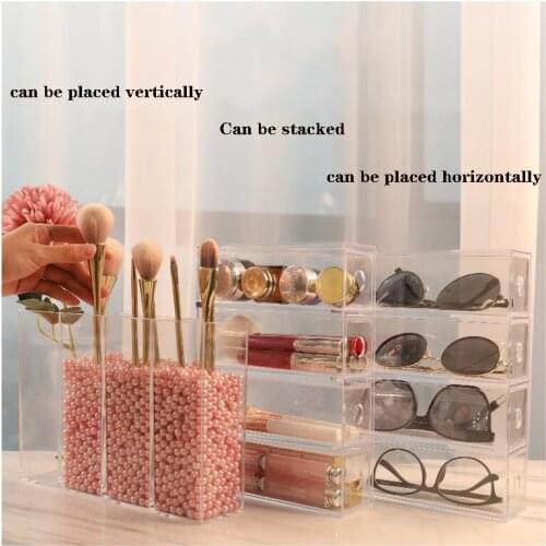 Multi-function Cosmetic Organiser Acrylic Transparent Lipstick Makeup Brush Storage Box Home Office Stationery Pen Storage Box