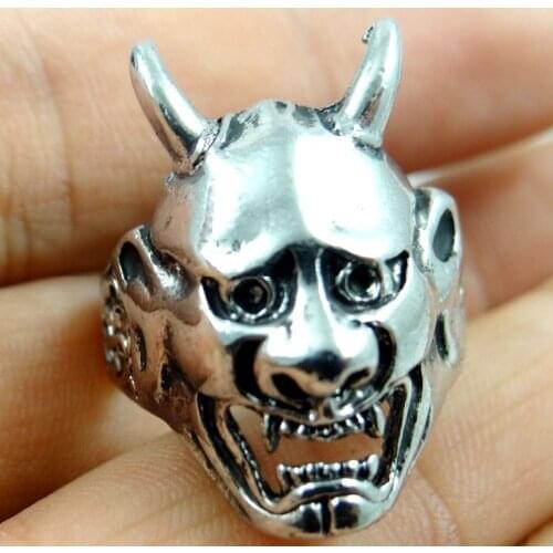 Fashion Demon Warrior soldier evil skull head Alloy Ring Size 10MM P425
