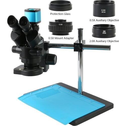 3.5X 90X Simul-focal Industrial Trinocular Stereo Microscope+1080P 48MP 38MP HDMI USB Video Microscope Camera For PCB Soldering