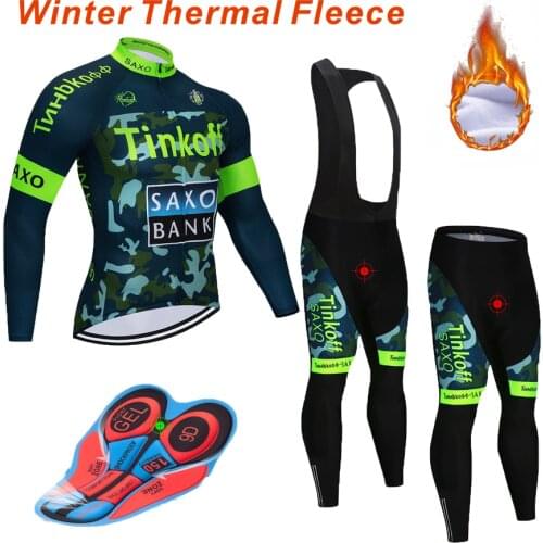 2021 Winter Fleece Mens Riding Long Sleeve Suit Triathlon Outdoor Bicycle Wear Bib Pants Quality Shockproof Bicycle Suit