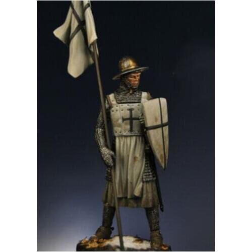 1/24 75MM ANCIENT knight with banner 75MM Resin figure Model kits Miniature gk Unassembly Unpainted