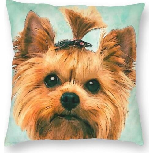 Watercolor Yorkshire Terrier Pillowcover Home Decorative Yorkie Dog Puppy Cushions Throw Pillow for Car Double-sided Printing