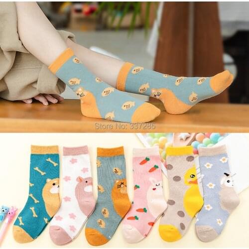 Spring new girls animals design cotton socks pig dog duck cartoon socks for baby kids rabbit cat sheep boys child princess socks