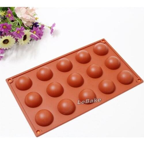 Latest high quality 15 cavities half ball shape silicone mold soap mould chocolate fondant pudding jelly DIY baking tools