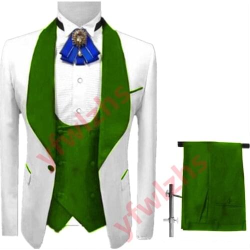 New Arrival One Button Groomsmen Shawl Lapel Groom Tuxedos Men Suits Wedding/Prom Best Blazer ( Jacket+Pants+Vest+Tie) C212