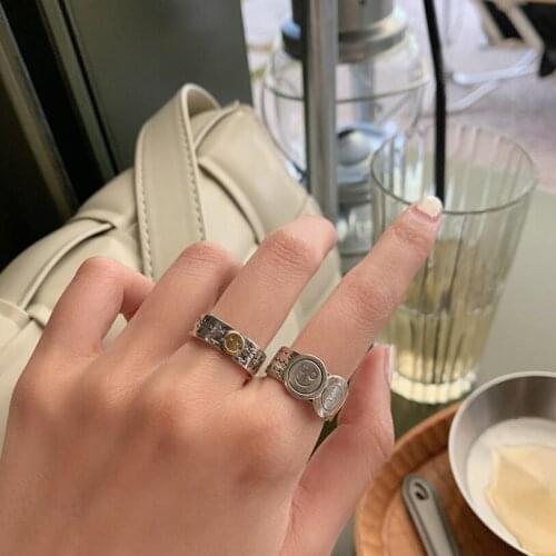 New Fashion Retro Smiley Star Twist Stripes Open Adjustable Ring Hip-hop Style For Women Jewelry Party Gifts SAR285