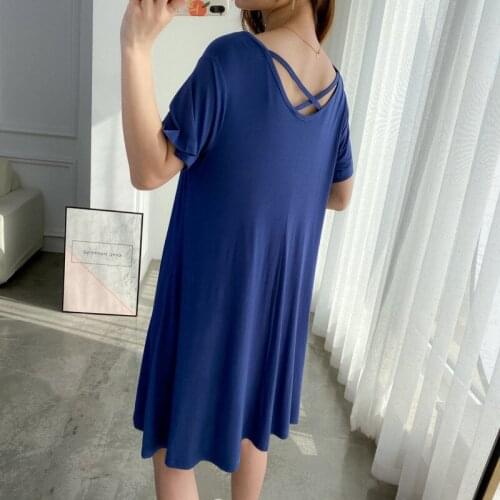 Sexy Backless Modal Cotton Nightgowns Women Loose Short Sleeve Summer Dress Casual Home Clothes New Soft Ladies Nightshirt