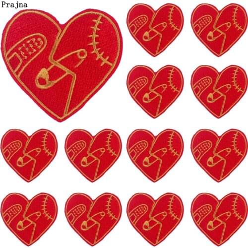 Prajna 10 PCS Wholesale Cartoon Love Heart Applique Patches On Clothes Iron On Embroidered Patches For Clothing Stickers Badges