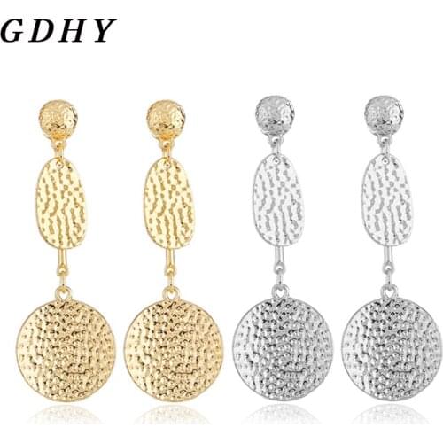 GDHY Simple Earrings Metal Geometric Long Pendant Earrings For Women Gold Silver Colour Jewelry Vintage Dangle Earrings Brincos