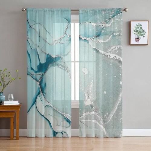 Marble Texture Sheer Curtains Window Tulle Curtains For Living Room Bedroom For Kitchen Veiling Curtains Decoration