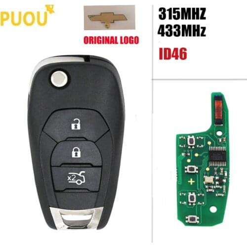 3 Button Remote Key fob 315MHZ/433MHz ID46 PCF7941 chip For New Chevrolet Cruze 2014 2015 2016 2017 2018