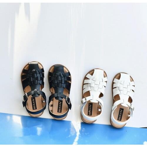 Summer Boys Sandals Quick Dry Cowhide Breathable Close Toe Girls Beach Sandals Genuine Leather Childrens Casual Shoes 6T