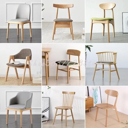 Nordic Chair Family Simple Solid Wood Dining Chair Net Red Makeup Chair Windsor Chair White Oak Horn Chair