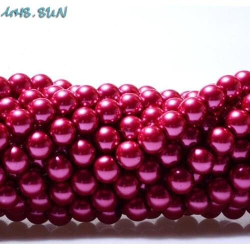 MHS.SUN Loose Glass Pearls Lt Fuchsia Imitation Pearl Beads For Jewelry Making 3MM-16MM Round Spacer Beads DIY Hand Craft
