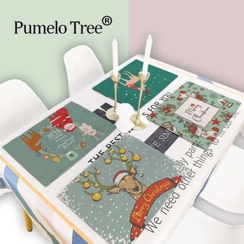 Merry Happy Christmas Placemats Santa Claus Christmas Decoration Coaster Decor Table Napkins for Dishes Coasters Mat for Home