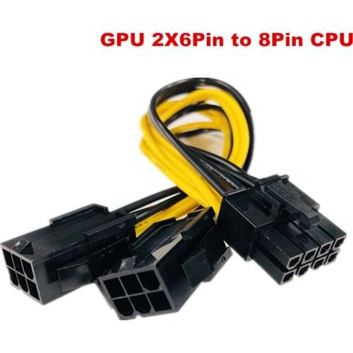Graphics card Dual 6Pin Male PCI-E To 8Pin Female GPU video card 2X6pin to 8pin GPU 18AWG Power Supply Cable Y-Splitter Adapter