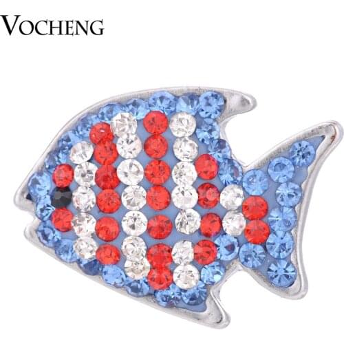 Vocheng Ginger Snap Button 18mm Fish 3 Colors Crystal Charms Jewelry Vn-1048