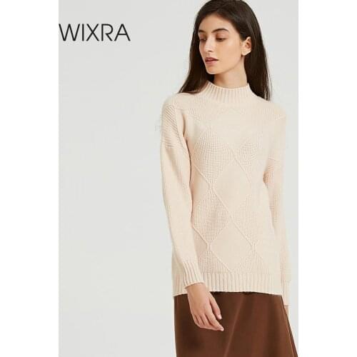 Wixra Womens Sweaters 2019 Autumn Winter Tops Turtleneck Sweater Women Solid Pullover Knitted Sweater Pull Femme Jumpers