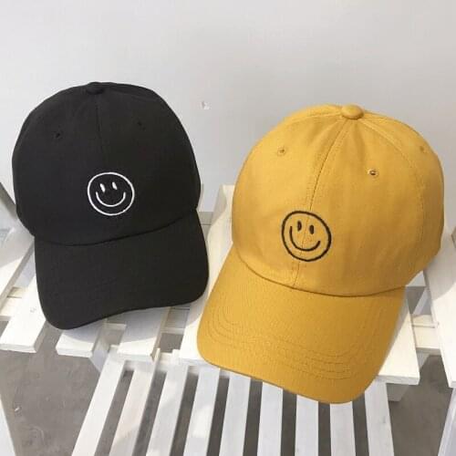 Women Baseball cap male soft sister smile face embroidered cap female outdoor sunscreen student sunhat hip hop cap men snapback